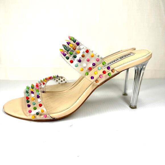 STEVE MADDEN‎ Acrylic Heels Womens 8.5 Bubble Spike Rainbow Pride Rave Party Y2K - Picture 2 of 11